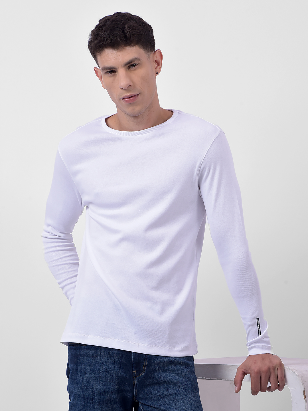 Numero Uno Men White Crew Neck Slim Fit T-Shirt